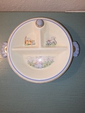 Vintage 1940's Little Bo Peep Porcelain  Metal Divided Dish Warmer-Excellent