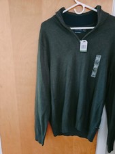 Nautica 1/4 Zip Pullover Sweater Men's Size Large Moss Heather Casual Preppy NEW