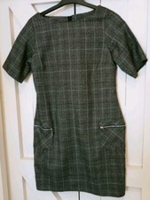 Apricot Ladies Black Mix Tweed Check SHORT SLEEVED TUNIC DRESS ♡SIZE 8♡