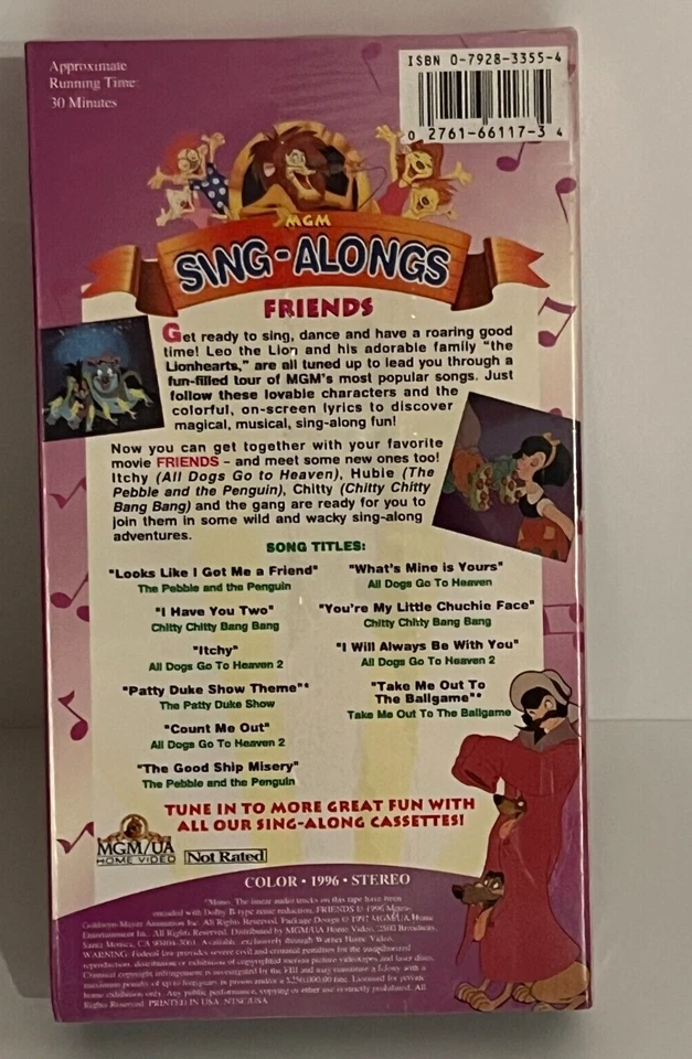 MGM Sing-Alongs Friends VHS 1996 All Dogs Go To Heaven New Rare - Image 2 of 4