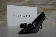 Casadei Eu 35 UK 2 Zeppe Tacchi Alti Fiocco Scarpe Nero Nuovo Origin.