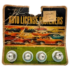 Vintage 1970 Orion Ind Hollywood Accessories Auto License Fasteners Metal #1012C