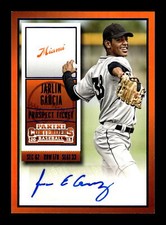 2015 Panini Contenders Jarlin Garcia #23 Prospect Ticket Autographs Blue Foil
