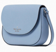 Kate Spade Leila Mini Flap Crossbody Blue Leather WLR00396 NWT Frosy Sky