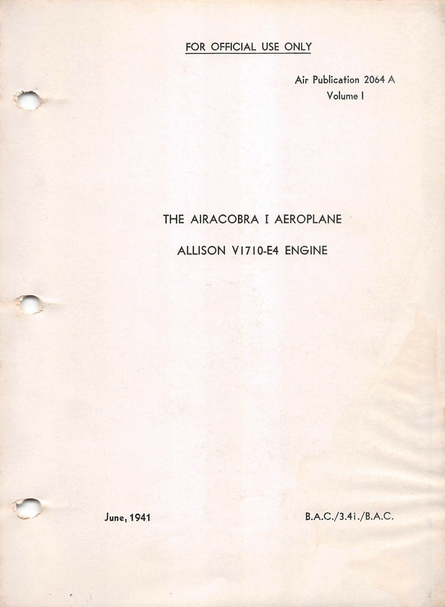 P-39 Airacobra I RAF 1941 Service & Information Manual Flight
