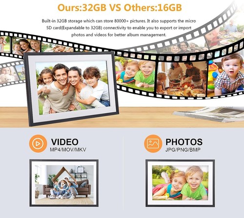 Digital Picture Frame 10.1Inch 32GB Smart WiFi Digital Photo Frame with 1280x800 - Picture 3 of 11