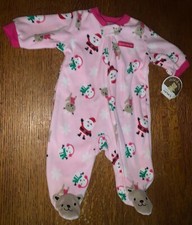 NWT CARTERS Child Of Mine 1st Christmas Santa SLEEPER Pjs Sleep N Play SZ 0-3 Mo