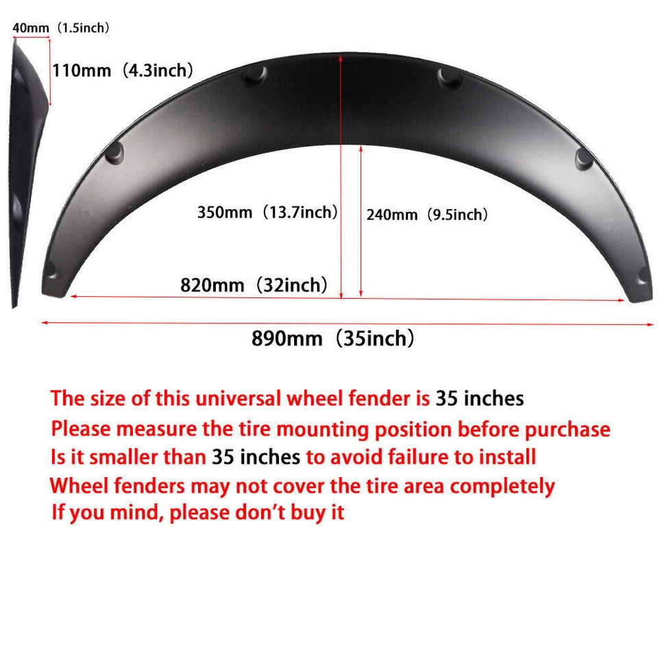 35" For Ford Ranger 4.5" Fender Flares Extra Wide Flexible Wheel Arch Body Kit Foto 2 de 4