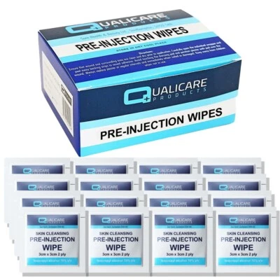 Qualicare Pre-Injection Swabs - Alcohol Cleansing Wipes 70% Isopropyl Antiseptic