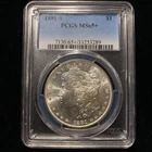 1881 S Morgan Silver Dollar $1 PCGS MS65+ Plus Old Uncirculated BU Rainbow Toned