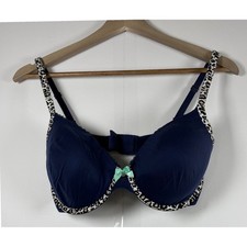 Body By Victoria's Secret Navy Leopard Bow Rare Lined Demi Underwire Bra Sz 32DD
