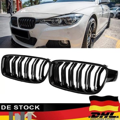 Grill Kühlergrill Nieren für BMW F30 F31 Limo Touring Doppelsteg Schwarz Glanz 