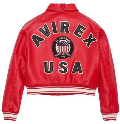 Women Avirex Red Real Bomber American Flight Jacket Faux Leather
