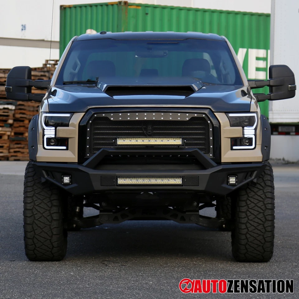 Fit 2015-2017 Ford F150 Black Smoke Projector Headlights LED Sequential Signal Foto 3 de 4