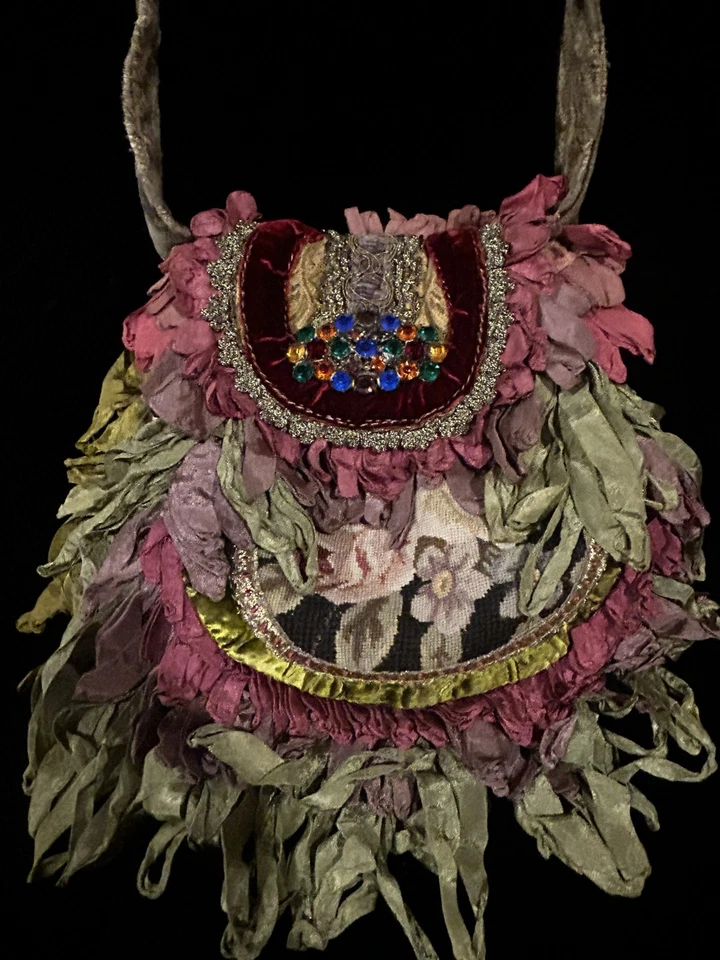 Bolso tapiz vintage de perlas de magnolia de Robins Kitchen On The Farm raro único en su clase Foto 4 de 4