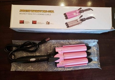 NEW Curling Iron 3 Large Pink Wave Barrel Rods Duel Temperature Wavy Hair