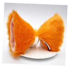 Cat Ears Hair Clips Fox Ears Barrettes Women Furry Fur Cat Orange - Pink