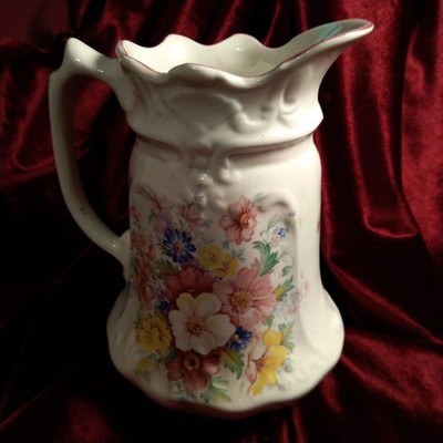 Krug James Kent Old Foley Floral Melody 7'' Creme Keramik Blumen Rot Made England