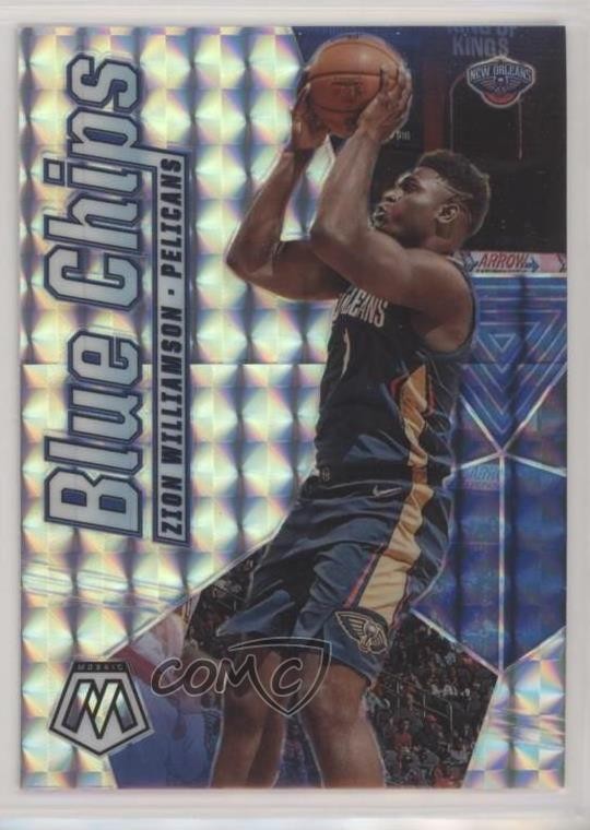 2019-20 Panini Mosaic Blue Chips Silver Mosaic Prizm Zion Williamson #8 0s5s