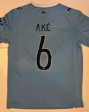 Nathan Ake Aké Manchester City #6 Blue Jersey Home Kit Sz Large Netherlands