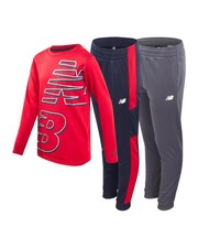 New Balance Boys Tracksuit Set - 3 Piece Waffle Knit Long 10-12, Red/Eclipse