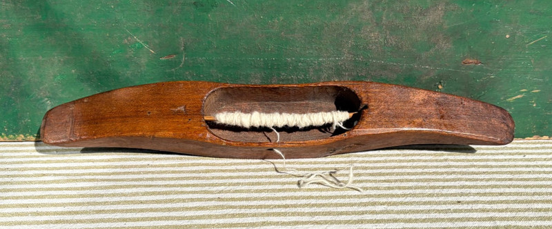Antique Hand Carved Hardwood Weaving Shuttle Boat Open Bottom