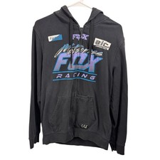 Fox Racing Full Zip Hoodie Men's Medium Sweatshirt Jacket Moto Cross Distressed