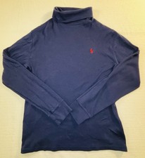 Polo Ralph Lauren Boys Long Sleeve Turtleneck Size XL 18-20 Navy Blue Cotton