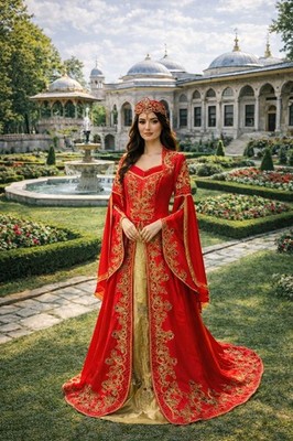 turkish engagement dresses Traditional Bindalli Dress, Sultan Women's Costume, Ottoman Model Turkis Color:Limited Navy Blue traditional turkish dresses sparkly Embroidered Hanfu Dress –