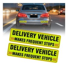 2 Pcs Delivery Driver Magnet Reflective Delivery Sign Frequent Stops Car Magnet