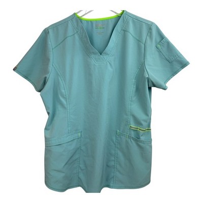 Scrub Star Scrub Top Size L Has Pockets Stretch Solid Teal Green A26
