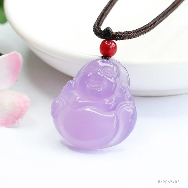 SilverPlated NaturalAmethystBuddha Pendant Necklace Spiritual Protection Jewelry - Image 4 of 4
