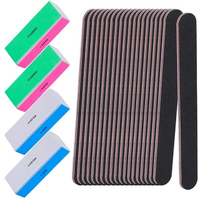24 Pcs Nail File and Buffer Set, 4pcs 4 Way Shine Buffers Blocks Colors 