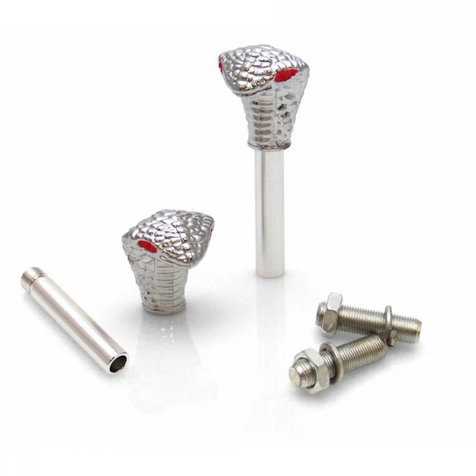 Chrome Cobra with Red Eyes 2 Valve Cap, Door Plunger, Plate Bolt Combo Kit apu  - Image 2 of 4