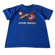 Vintage 2002 Star Wars Episode 2 Attack of the Clones T-Shirt Youth L Blue RARE