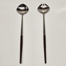 CANOE MUFFIN Salad Serving Fork & Spoon EPIC EKCO ETERNA Forged Stainless Vtg