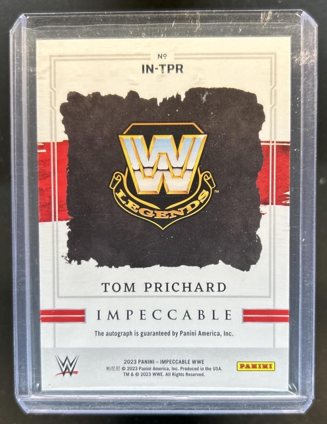 2023 Panini Impeccable WWE Tom Prichard Indelible Ink Auto Autograph #/75 view 2