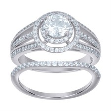 925 Sterling Silver Cubic Zirconia Duo Ring Set Size 7 for Women 5.1gm