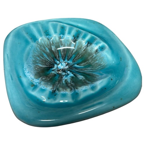 Vintage Drip Glaze California Pottery USA Ashtray Dish, Turquoise And Brown - Picture 2 of 11