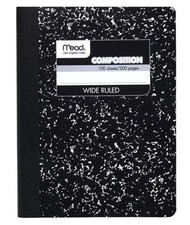 Mead Composition Notebook Wide Ruled 100 Sheets 9.75 x 7.5 Black