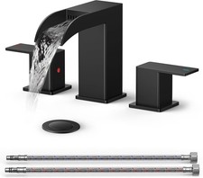 QFN Black Bathroom Sink Faucet is designed for 3-hole, 8-inch widespread install