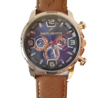 wristwatch chronograph blue dial brown strap used  boxed Daniel Hechter