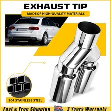 3" Twin Straight Cut Tailpipe Tip Euro Look Stainless Steel Exhaust System Car