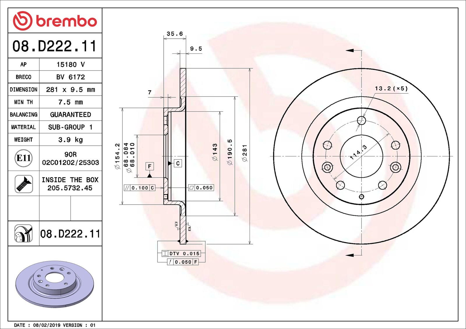 Fits BREMBO 08.D222.11 Brake Disc - Image 9