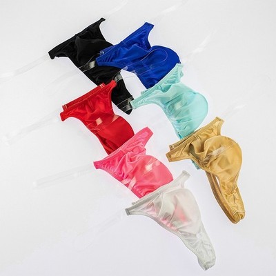 Low Waist T-Back Ice Silk G-String Schlafzimmer Seidenähnlicher Stoff Atmungsaktiv