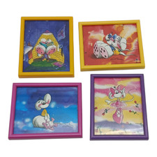 4x Diddl gerahmte mini Bilder klein Deko Diddlina Vintage bunt Nr 001-004