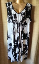SIMPLY VERA WANG Dress Black White Abstract Sleeveless V Neck Elastic Waist XL