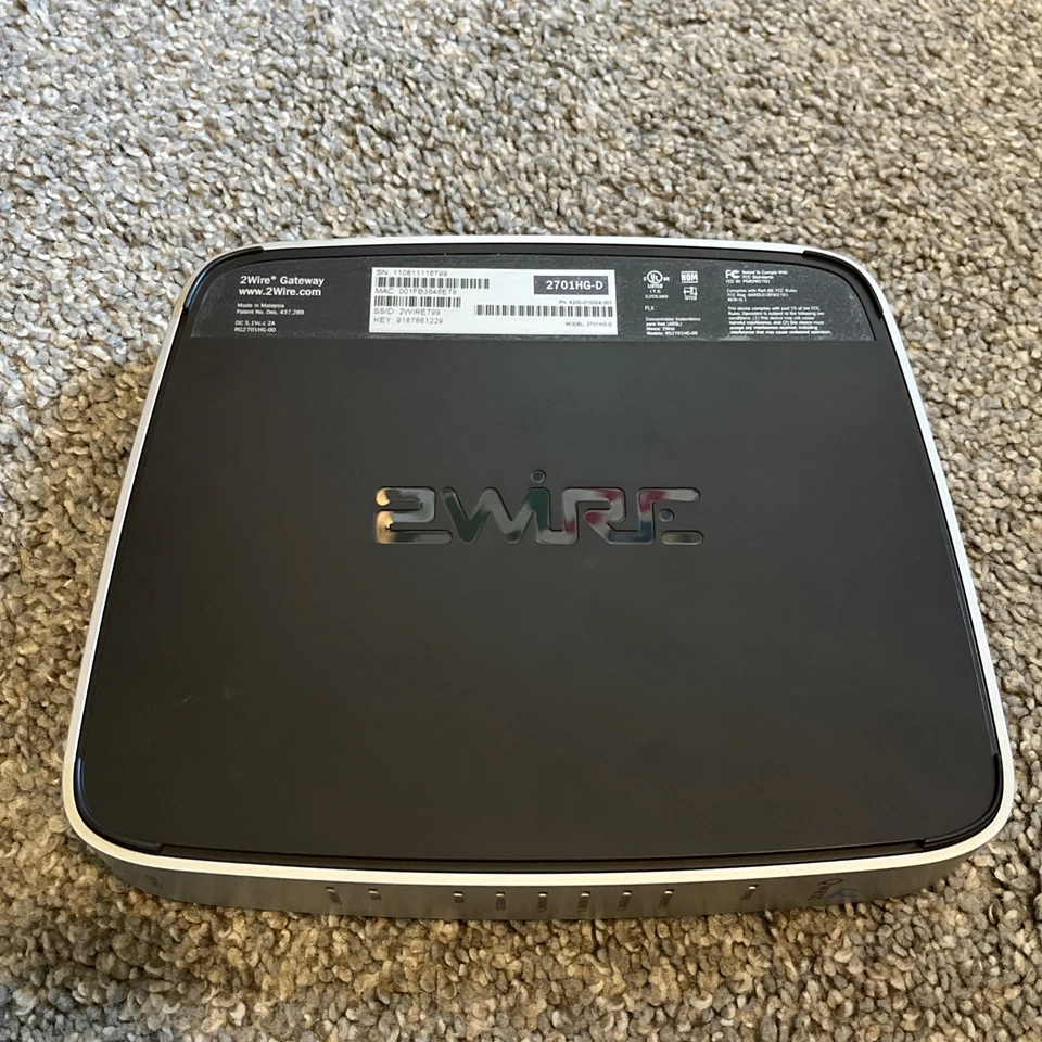 2WIRE MODEM ROUTER - Qwest/Centurylink - 2701HG-D Wi-Fi NO Power Supply - Image 2 of 4