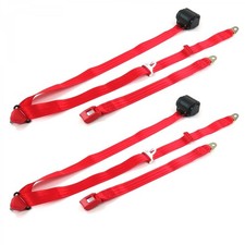 Chevy Impala 1965 - 1970 Standard 3pt Red Retract Bucket Seat Belt Kit-2 Belts Chevy Impala 1965 - 1970 Standard 3pt Red Retract Bucket Seat Belt Kit-2 Belts
