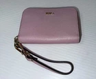 FURLA PINK LEATHER ZIP AROUND SMALL CREDIT CARD WRISTLET WALLET